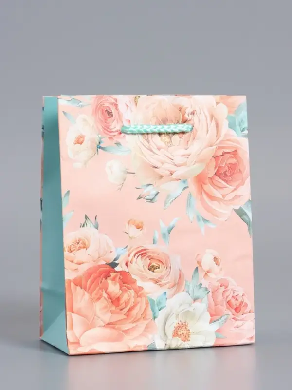Пакет подарочный ламинированый "Цветочная радость" 11,5 х 14,5 х 6,5 см
