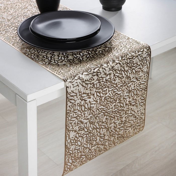 Дорожка на стол Доляна «Манифик», 30×150 см, цвет золотой Дорожка на стол Доляна «Манифик», 30×150 см, цвет золотой