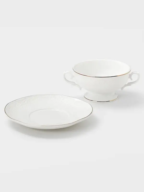 Бульонница с блюдцем WY Empire, 280 мл, фарфор, белая