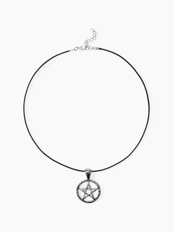 Кулон &laquo;Белая пентаграмма&raquo;, цвет чернёное серебро на чёрном шнурке, 45 см