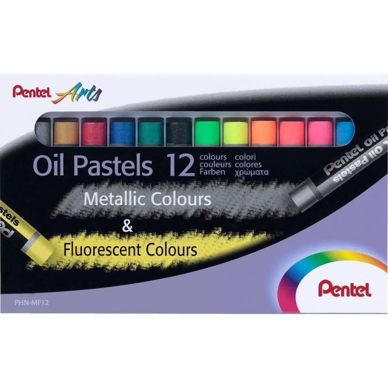 Пастель масляная Pentel флуор. 6цв/наб + металлик 6цв/наб&nbsp;PHN-MF12