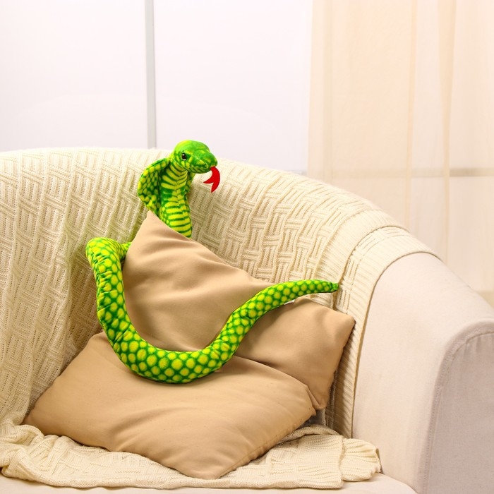 Мягкая игрушка «Кобра», 55 см, цвет зелёный Мягкая игрушка «Кобра», 55 см, цвет зелёный