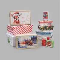 Коробки подарочные новогодние 10 в 1 &laquo;С Новым Годом&raquo;, 30&times;19&times;11.5 - 12&times;6.5&times;4 см