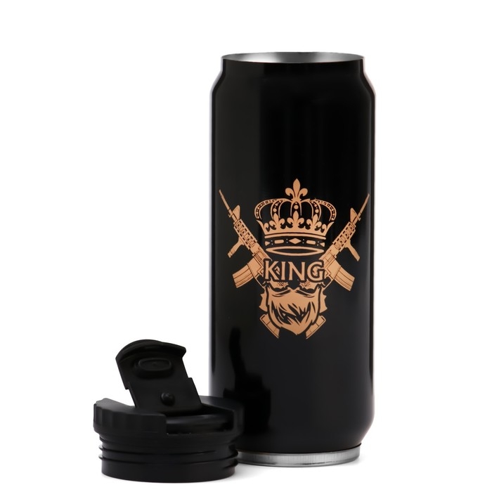 Термокружка, 400 мл, Банка Термокружка, 400 мл, Банка "Мастер К. KING", сохраняет тепло 8 ч, 7.6 х 19.3 см