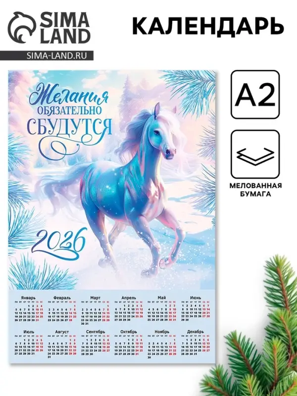 Календарь 2026 «Желания сбудутся», А2 Календарь 2026 «Желания сбудутся», А2