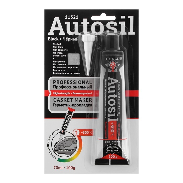 Автогерметик прокладок силиконовый, высокопрочный Автосил, черный, 100 г Автогерметик прокладок силиконовый, высокопрочный Автосил, черный, 100 г