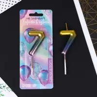 Свеча для торта, цифра «7», радужная, 10 х 3,5 см.
