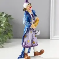 Сувенир полистоун "Клоун с гармошкой" сине-фиолетовый 6,5х11х23 см