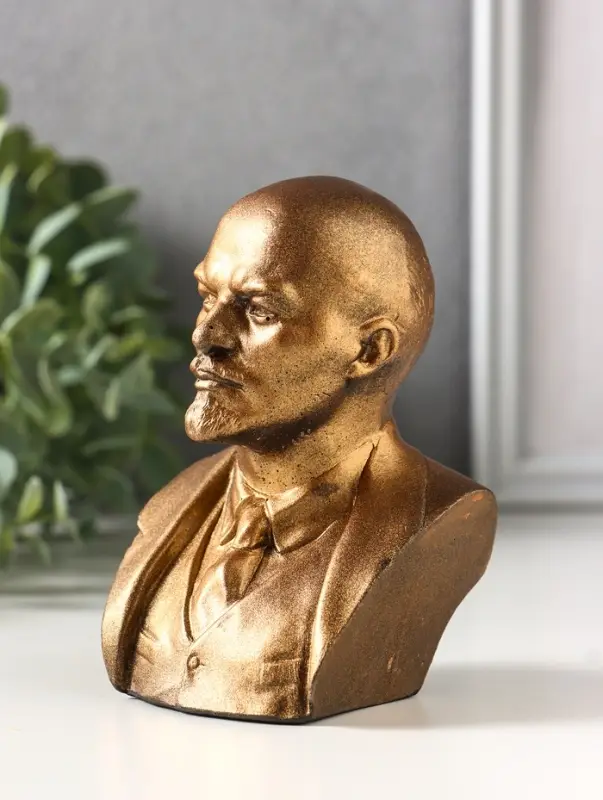 Бюст &laquo;Ленин В.И.&raquo;, фигурка гипс, 12 см, под бронзу винтаж