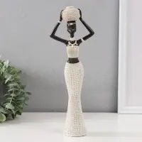 Сувенир полистоун "Африканка с плетёным круглым кувшином" белый 10х6х28 см Сувенир полистоун "Африканка с плетёным круглым кувшином" белый 10х6х28 см