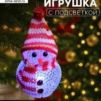 Ёлочная игрушка &laquo;Снеговик&raquo;, 10 см, от батареек, свечение мульти (RGB)