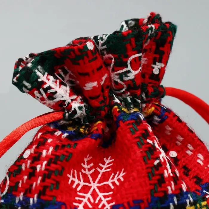 Мешочек подарочный холща «Вьюга», снежинки, 10 х 12 см +/- 1.5 см