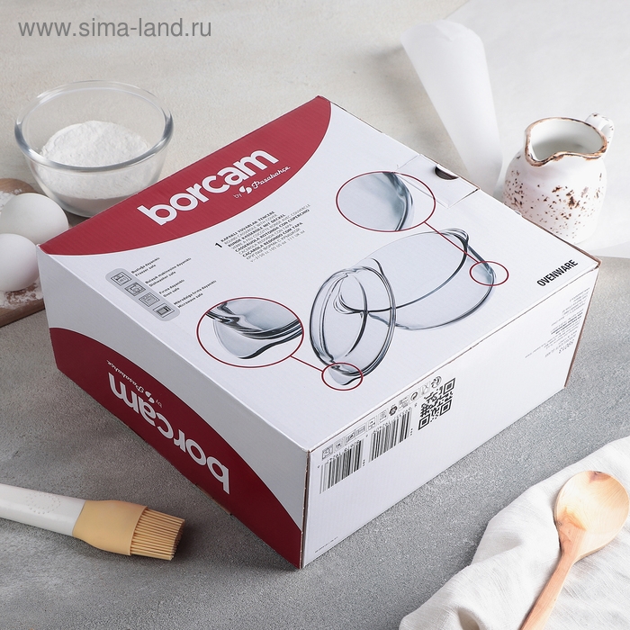 Форма для запекания из жаропрочного стекла Borcam, 3 л, с крышкой Форма для запекания из жаропрочного стекла Borcam, 3 л, с крышкой
