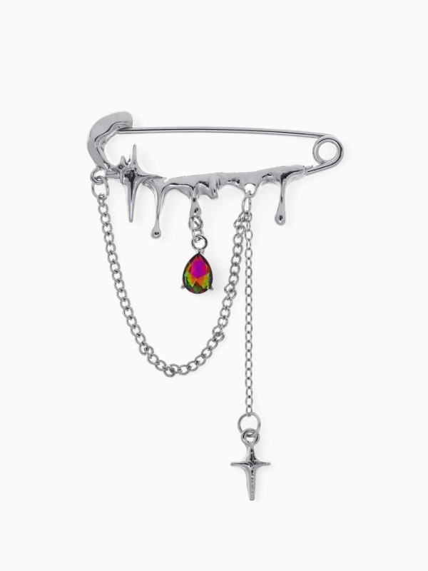 Булавка «Звёзды» с цепочками, цвет белый в серебре Булавка «Звёзды» с цепочками, цвет белый в серебре