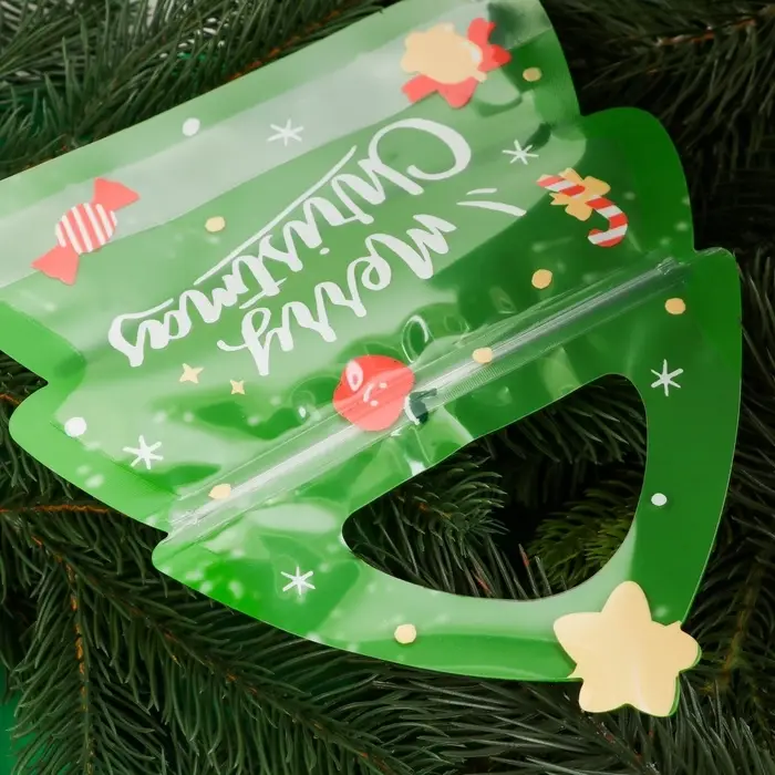 Пакет подарочный новогодний, фигурный &laquo;Ёлочка&raquo;, с zip-lock застежкой, 18.5&times;6.9&times;21 см