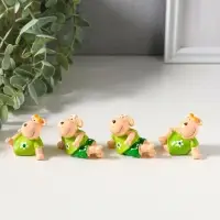 Сувенир полистоун "Барашки в нарядах с ромашками" набор 4 шт 2х4,5х3 см