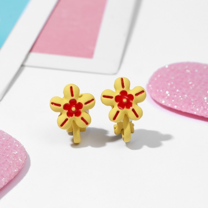 Клипсы детские «Выбражулька» цветочки, цвет красно-жёлтый Клипсы детские «Выбражулька» цветочки, цвет красно-жёлтый