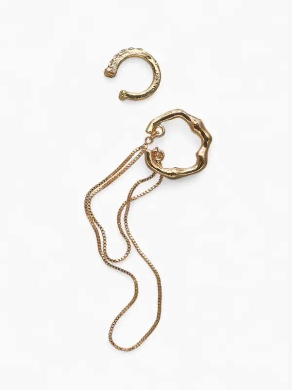 Серьги каффы &laquo;Водопад&raquo;, набор 2 шт. стразы, цвет золото