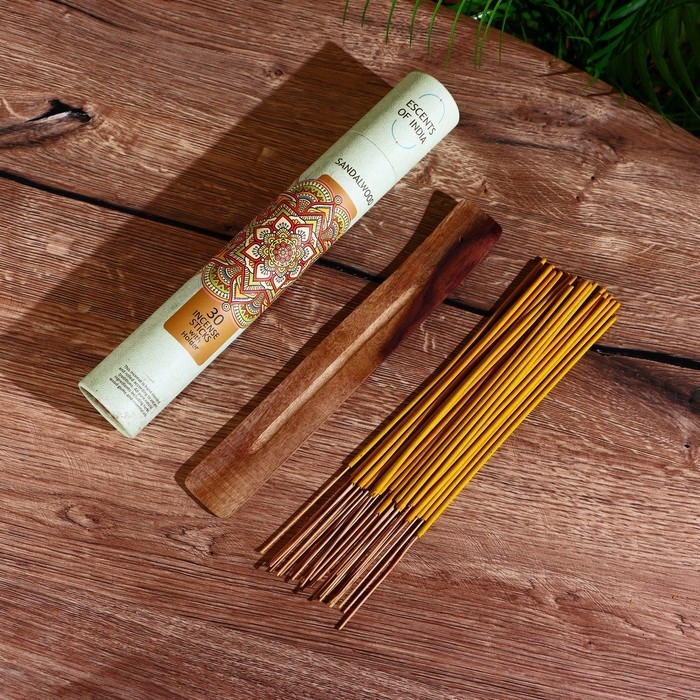 Благовония "ESCENTS OF INDIA" аромапалочки (набор 30 шт) с подставкой, сандаловое дерево