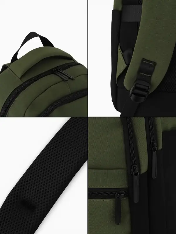 Рюкзак, 26*14*39 см, 2 отд 5н/карм, Комби, Водонепрон. дно, зеленый/черн