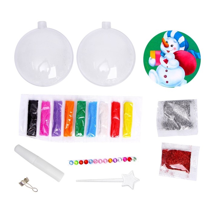 Ёлочный шар-фреска «Новый год! Снеговик с подарками», новогодний набор для творчества Ёлочный шар-фреска «Новый год! Снеговик с подарками», новогодний набор для творчества