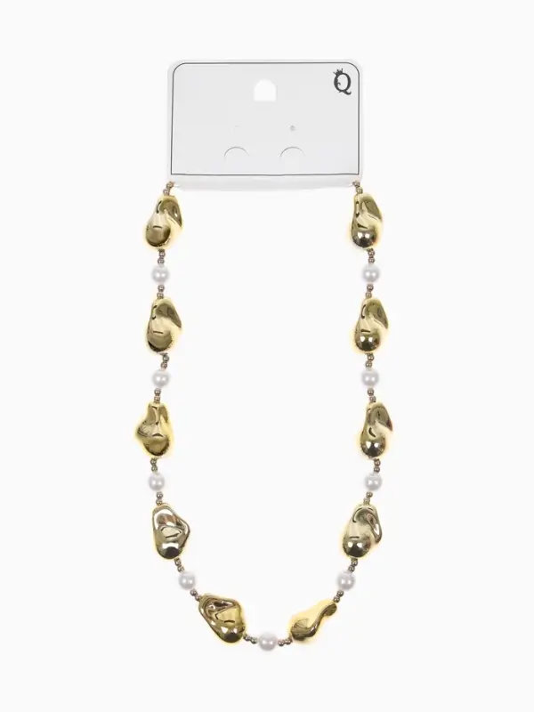 Бусы &laquo;Жемчуг Борокко&raquo;, белые в золоте, 40 см