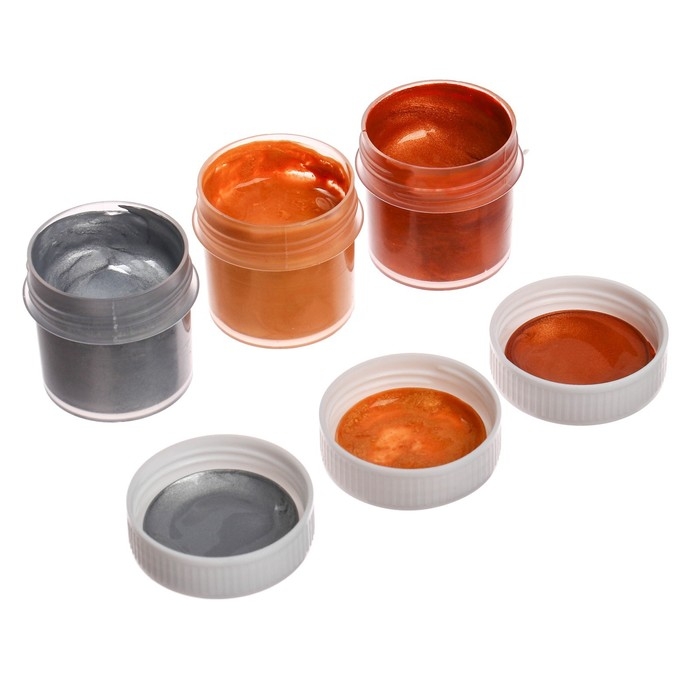 Краска акриловая, набор 3 цвета х 20 мл, Краска акриловая, набор 3 цвета х 20 мл, "Луч", металлик