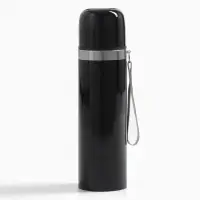 Термос гильза Мастер К, 500 мл, 24&times;7 см, с кружкой, с помпой, сохраняет тепло 10 ч, нержавеющая сталь, чёрный