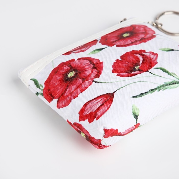 Кошелёк женский на молнии, цвет белый/красный Кошелёк женский на молнии, цвет белый/красный