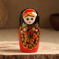 Матрёшка дерево &laquo;Рябинка&raquo;, чёрный платок, 5 кукольная, 18 см