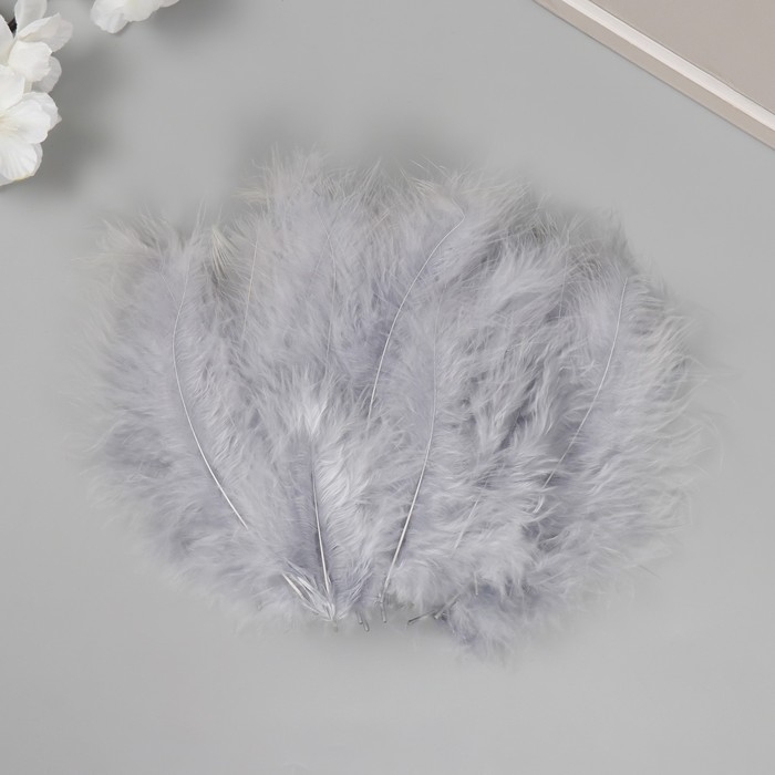 Перо декоративное гусиное пуховое Перо декоративное гусиное пуховое "Серое" набор 40 шт h=10-15 см