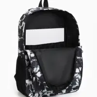 Рюкзак школьный на молнии, с карманами, с принтом, размер 30&times;13&times;42 см, чёрный/белый