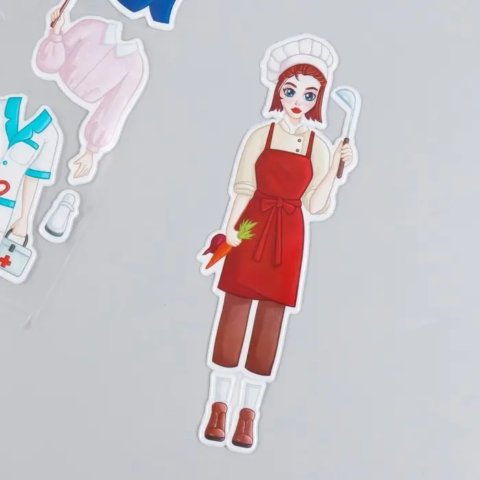 Наклейка-игра «Одень куклу. Профессии», для скрапбукинга, творчества, пластик, 15×20 см