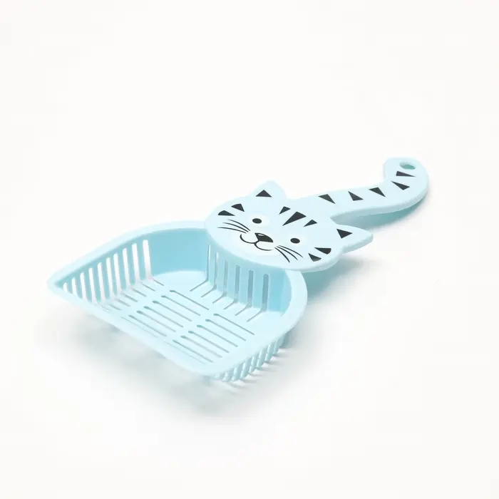 Совок для туалета &laquo;Довольный кот&raquo;, 28&times;12.5 см, пластик, голубой