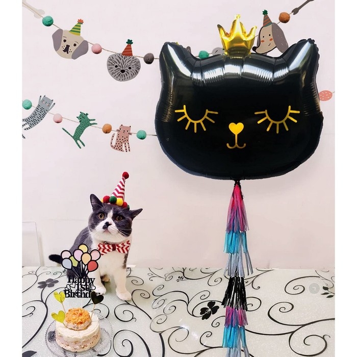 Воздушный шар фольгированный 18" &laquo;Кошечка-королева чёрная&raquo;, фигура
