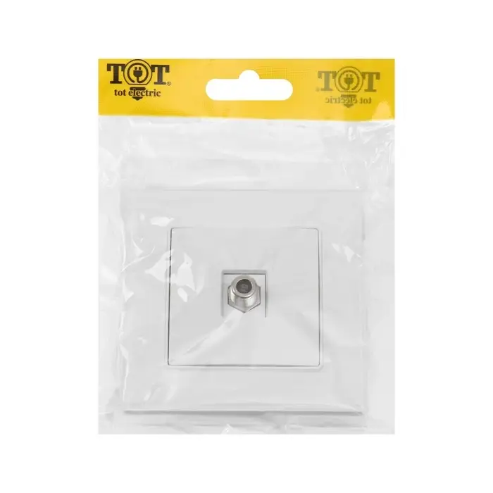 Розетка телевизионная TOT Glossy Glass, стекло, скрытая, одноместная, белая