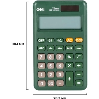 Калькулятор карманный Deli EM120,12-р, дв.пит., 118x70мм, зеленый