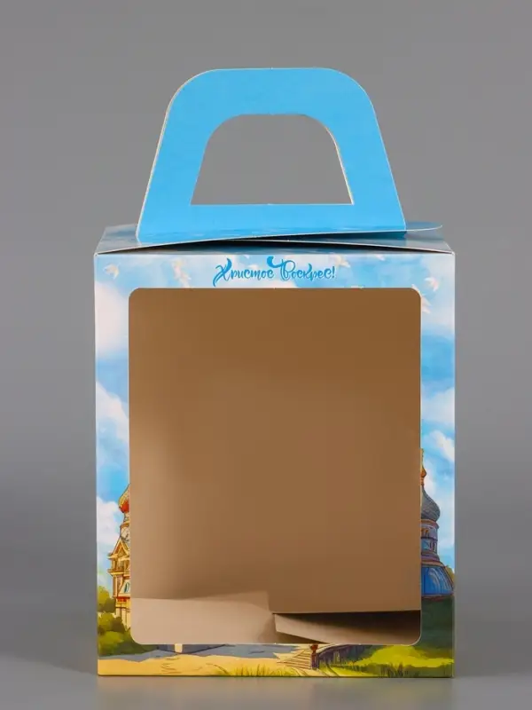 Коробка подарочная пасхальная с окном &laquo;Русский Храм&raquo;, 15&times;15&times;18 см