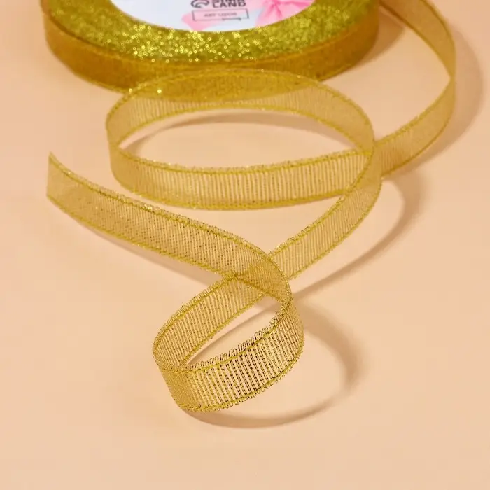 Лента парчовая, 10 мм, 23±1 м, цвет золотой Лента парчовая, 10 мм, 23±1 м, цвет золотой