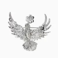 Брошь "Калибри с цветком", цвет белый в серебре