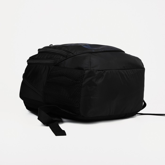 Рюкзак мужской со светоотражающими элементами, «Сакси», 2 отдела на молниях, 4 наружных кармана, цвет чёрный/синий Рюкзак мужской со светоотражающими элементами, «Сакси», 2 отдела на молниях, 4 наружных кармана, цвет чёрный/синий