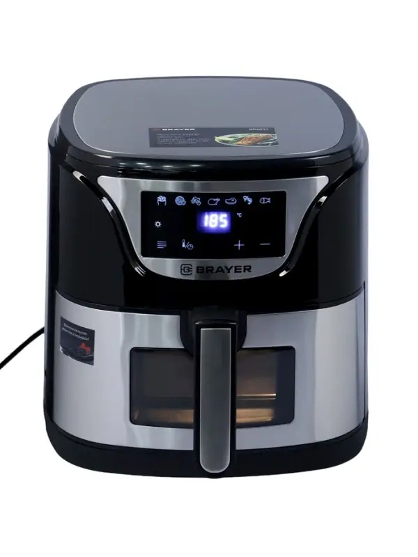 Аэрогриль BRAYER 2037BR,1500Вт,5л,7 программ,200&deg;С, LCD-дисплей таймер,решетка,черно-серый