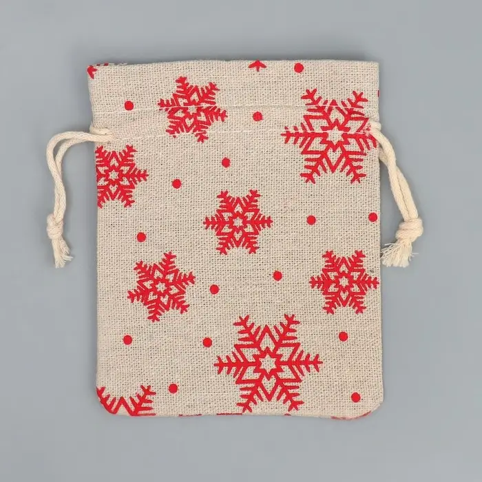 Мешочек подарочный холща «Новогодние ожидания», снежинки, холща, 10 х 12 см +/- 1.5 см Мешочек подарочный холща «Новогодние ожидания», снежинки, холща, 10 х 12 см +/- 1.5 см