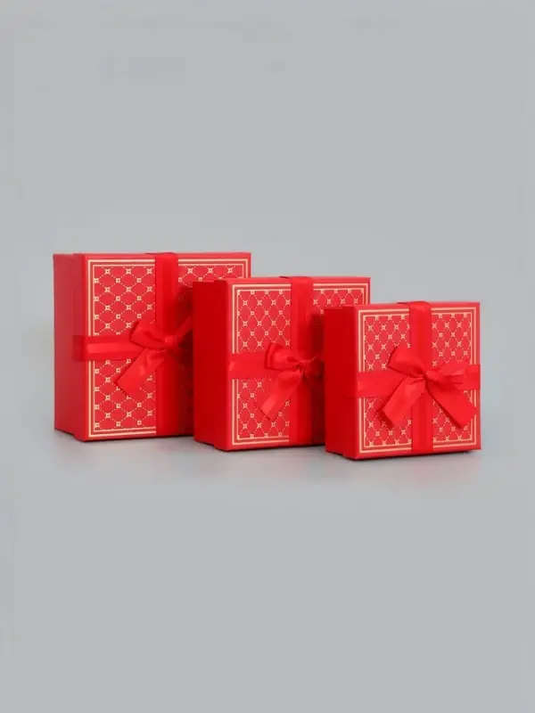 Набор подарочных коробок 3 в 1, с бантом, 19&times;19&times;9.5 см, 17&times;17&times;8 см, 15&times;15&times;6.5 см