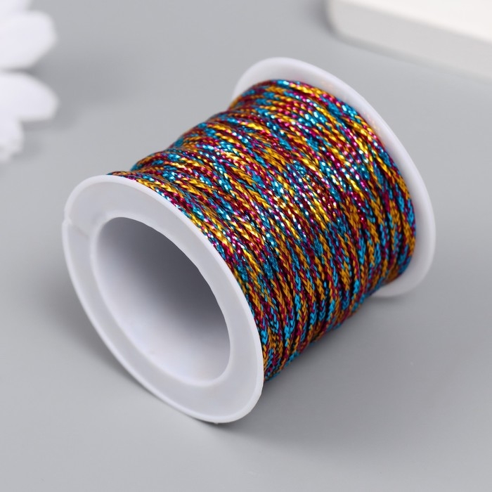 Сутажный шнур на бобине Сутажный шнур на бобине "Радуга" намотка 15 м толщина 2 мм 4,3х4,7х4,7 см