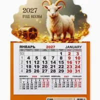 Календарь 2027, на магните, моно &laquo;Золотой козел&raquo;