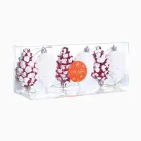 Ёлочные игрушки 6 шт. &laquo;Шишки ассорти&raquo; 9.5&times;4.5 см, красный белый