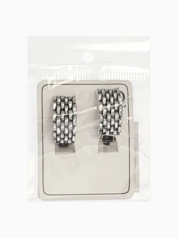 Серьги клипсы для ушей QF &laquo;Плетение&raquo;, цвет чернёное серебро