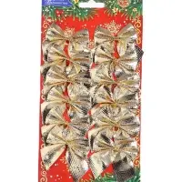 Ёлочные игрушки 12 шт. &laquo;Зимнее волшебство. Бантик&raquo; пластик, 5 см, золото