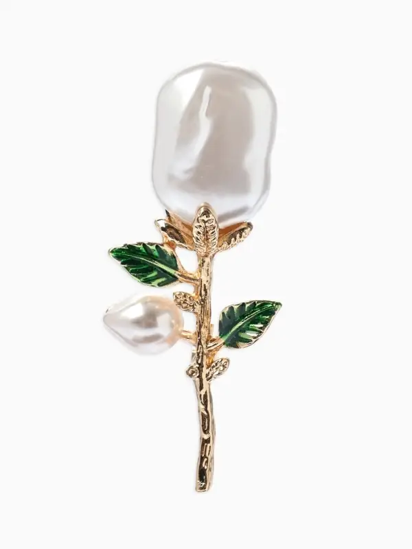 Брошь &laquo;Цветок&raquo; роза. жемчуг, цвет белый в серебре